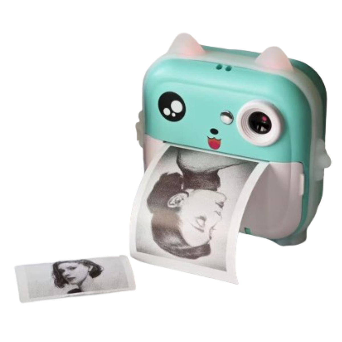 Cámara Infantil Impresora Térmica Gatito Turquesa